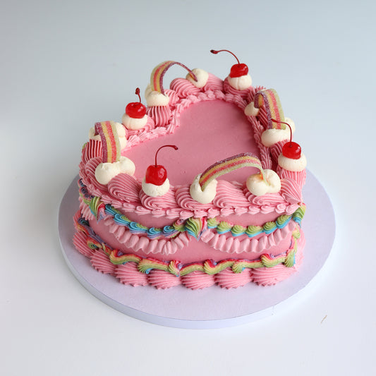 Rainbow heart cake