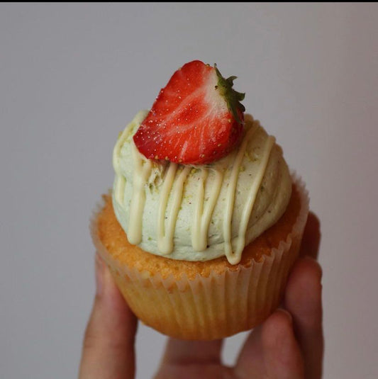 Strawberry, Pistachio and White Chocolate Cupcake